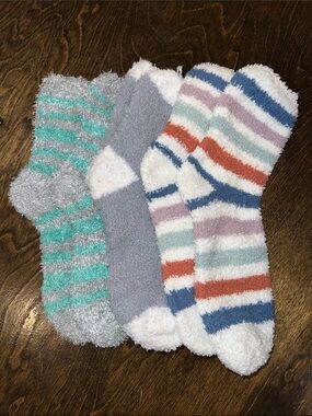 Cozy Fuzzy Lounge Socks - Multi-Color Stripe Pack